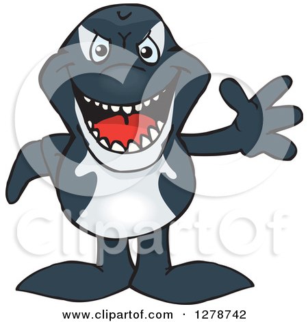 Clipart of a Happy Orca Killer Whale Waving - Royalty Free Vector Illustration by Dennis Holmes Designs