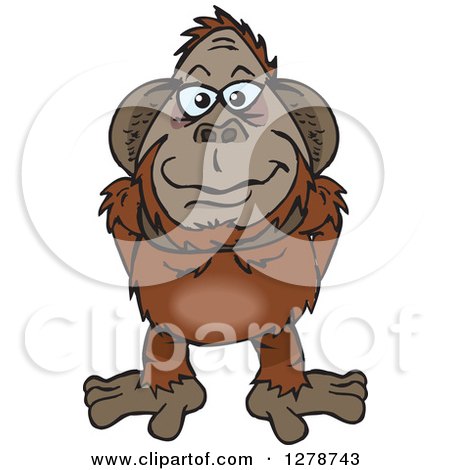 Clipart of a Happy Orangutan Standing - Royalty Free Vector Illustration by Dennis Holmes Designs