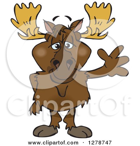 Clipart of a Moose Standing and Waving - Royalty Free Vector Illustration by Dennis Holmes Designs