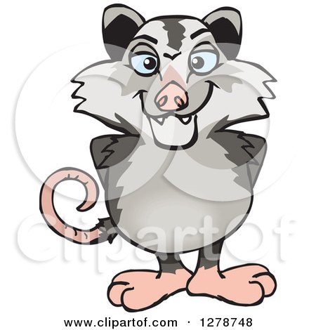 Clipart of a Happy Opossum - Royalty Free Vector Illustration by Dennis Holmes Designs