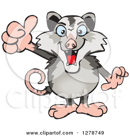 Clipart of a Happy Opossum Holding a Thumb up - Royalty Free Vector Illustration by Dennis Holmes Designs