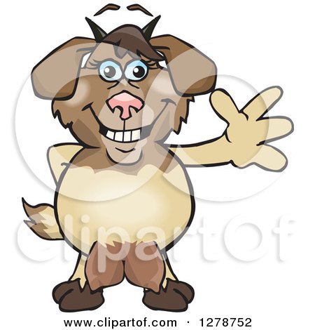 Clipart of a Happy Nanny Goat Waving - Royalty Free Vector Illustration by Dennis Holmes Designs