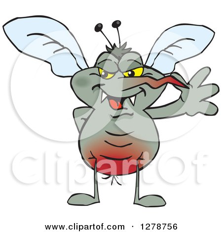 Clipart of a Happy Mosquito Waving - Royalty Free Vector Illustration by Dennis Holmes Designs
