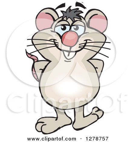 Clipart of a Happy Mouse Standing - Royalty Free Vector Illustration by Dennis Holmes Designs