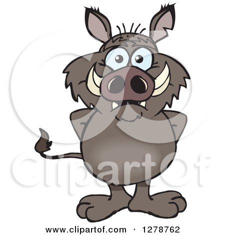 Clipart of a Happy Boar Standing - Royalty Free Vector Illustration by Dennis Holmes Designs