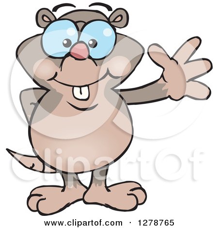 Clipart of a Happy Mole Waving - Royalty Free Vector Illustration by Dennis Holmes Designs