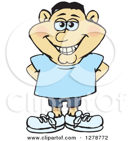 Clipart of a Happy Smiling Casual Asian Man - Royalty Free Vector Illustration by Dennis Holmes Designs