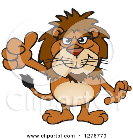 Clipart of a Happy Male Lion Holding a Thumb up - Royalty Free Vector Illustration by Dennis Holmes Designs