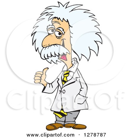 Clipart of a Senior Scientist Albert Einstein Giving a Thumb up - Royalty Free Vector Illustration by Dennis Holmes Designs