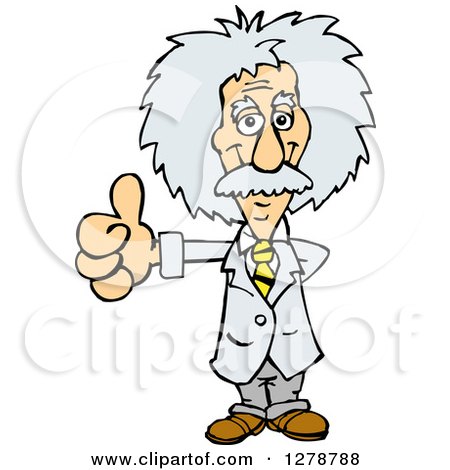 Clipart of a Scientist Albert Einstein Giving a Thumb up - Royalty Free Vector Illustration by Dennis Holmes Designs