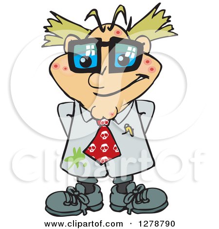 Clipart of a Happy Pimpled Blond White Male Mad Scientist - Royalty Free Vector Illustration by Dennis Holmes Designs
