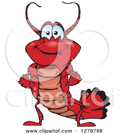 Clipart of a Happy Lobster - Royalty Free Vector Illustration by Dennis Holmes Designs
