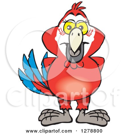 Clipart of a Happy Scarlet Macaw Parrot - Royalty Free Vector Illustration by Dennis Holmes Designs