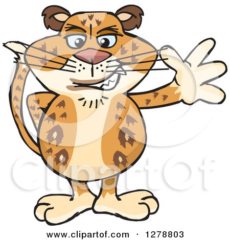 Clipart of a Leopard Big Cat Waving - Royalty Free Vector Illustration by Dennis Holmes Designs