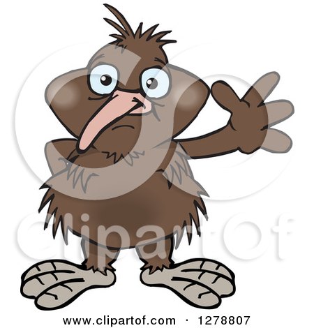 Clipart of a Kiwi Bird Waving - Royalty Free Vector Illustration by Dennis Holmes Designs