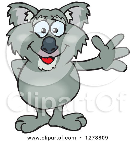 Clipart of a Happy Koala Waving - Royalty Free Vector Illustration by Dennis Holmes Designs
