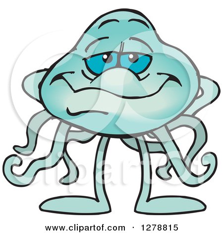 Clipart of a Blue Jellyfish - Royalty Free Vector Illustration by Dennis Holmes Designs