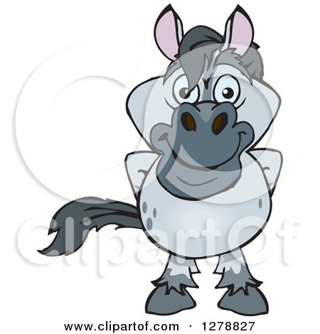 Clipart of a Happy Gray Horse - Royalty Free Vector Illustration by Dennis Holmes Designs