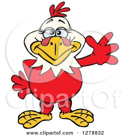 Clipart of a Happy Hen Waving - Royalty Free Vector Illustration by Dennis Holmes Designs
