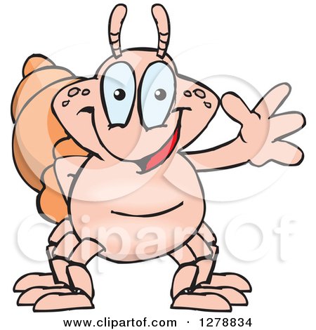 Clipart of a Happy Hermit Crab Waving - Royalty Free Vector Illustration by Dennis Holmes Designs