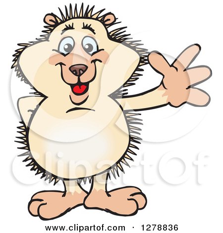 Clipart of a Happy Hedgehog Waving - Royalty Free Vector Illustration by Dennis Holmes Designs