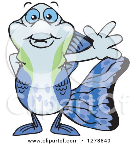 Clipart of a Happy Guppy Fish Waving - Royalty Free Vector Illustration by Dennis Holmes Designs