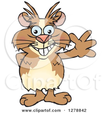 Clipart of a Happy Guinea Pig Waving - Royalty Free Vector Illustration by Dennis Holmes Designs