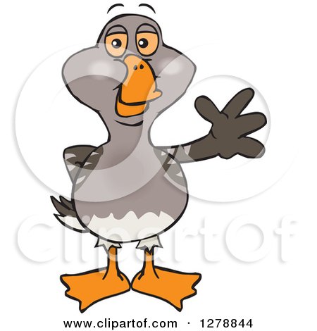 Clipart of a Happy Goose Waving - Royalty Free Vector Illustration by Dennis Holmes Designs