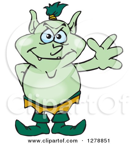 Clipart of a Happy Goblin Waving - Royalty Free Vector Illustration by Dennis Holmes Designs