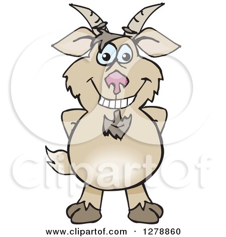 Clipart of a Happy Brown Goat - Royalty Free Vector Illustration by Dennis Holmes Designs