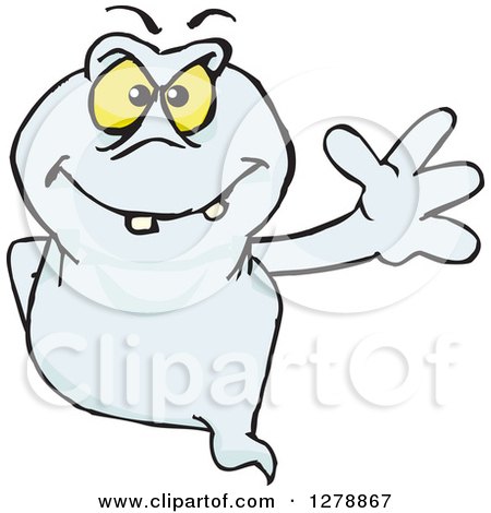 Clipart of a Ghost Waving - Royalty Free Vector Illustration by Dennis Holmes Designs