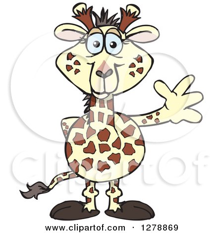 Clipart of a Happy Giraffe Waving - Royalty Free Vector Illustration by Dennis Holmes Designs