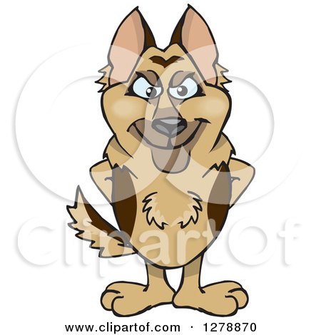 Clipart of a German Shepherd Dog Standing - Royalty Free Vector Illustration by Dennis Holmes Designs