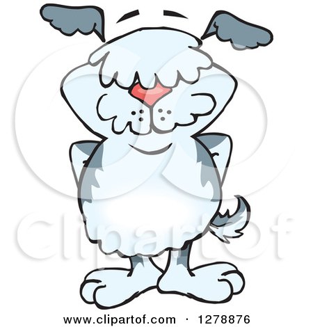 Clipart of a Happy Old English Sheepdog Standing - Royalty Free Vector Illustration by Dennis Holmes Designs