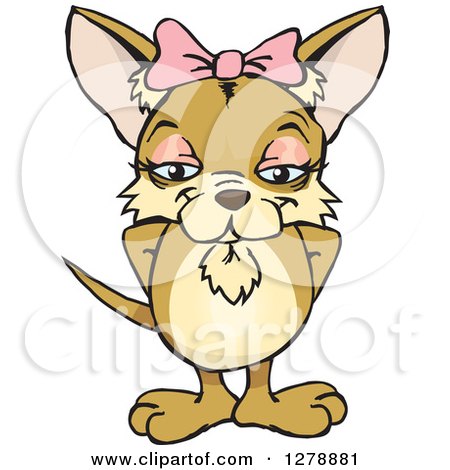 Clipart of a Happy Tan Female Chihuahua Dog Standing - Royalty Free Vector Illustration by Dennis Holmes Designs