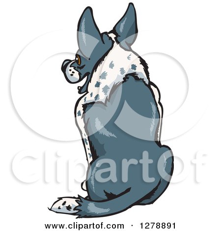 Clipart of a Rear View of a Sitting Border Collie Dog - Royalty Free Vector Illustration by Dennis Holmes Designs