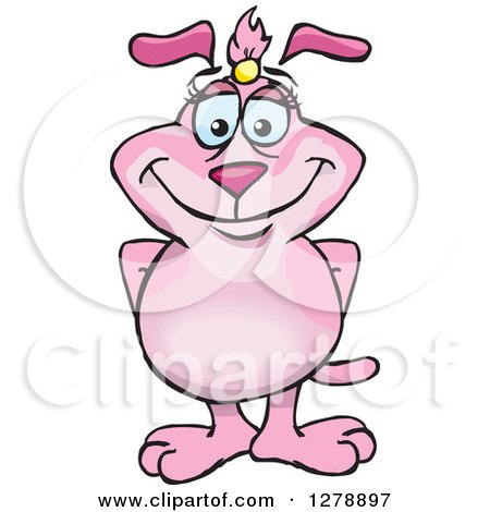 Clipart of a Happy Pink Dog Standing - Royalty Free Vector Illustration by Dennis Holmes Designs