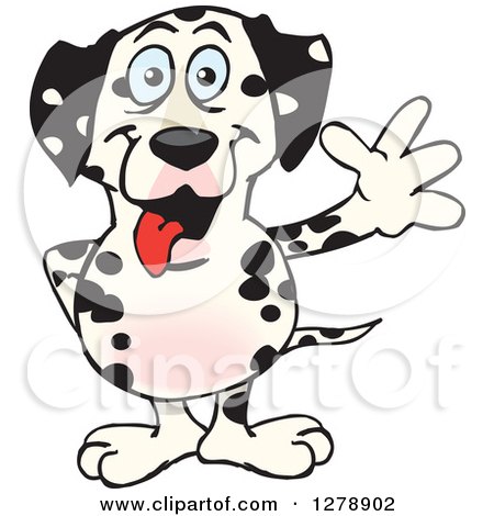 Clipart of a Friendly Waving Dalmatian Dog - Royalty Free Vector Illustration by Dennis Holmes Designs