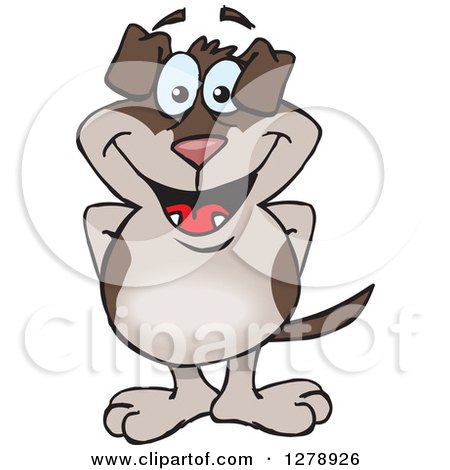 Clipart of a Happy Two Toned Brown Dog Standing - Royalty Free Vector Illustration by Dennis Holmes Designs