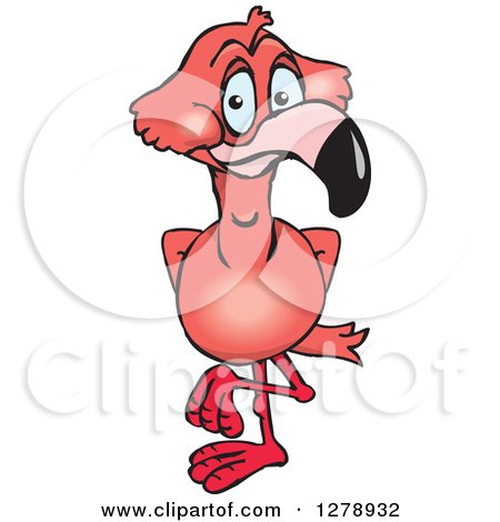 Clipart of a Happy Pink Flamingo Bird - Royalty Free Vector Illustration by Dennis Holmes Designs