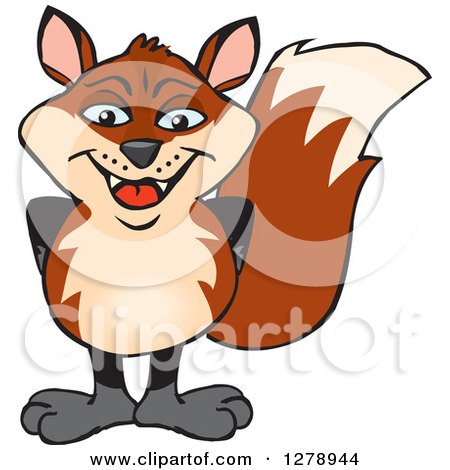 Clipart of a Happy Fox Standing - Royalty Free Vector Illustration by Dennis Holmes Designs