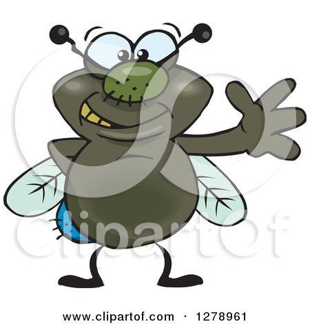 Clipart of a Happy House Fly Waving - Royalty Free Vector Illustration by Dennis Holmes Designs