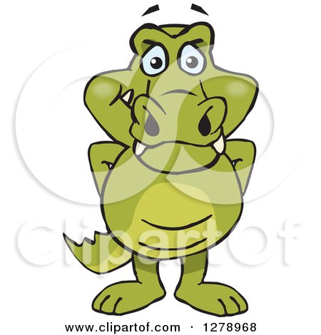 Clipart of a Happy Crocodile Standing - Royalty Free Vector Illustration by Dennis Holmes Designs