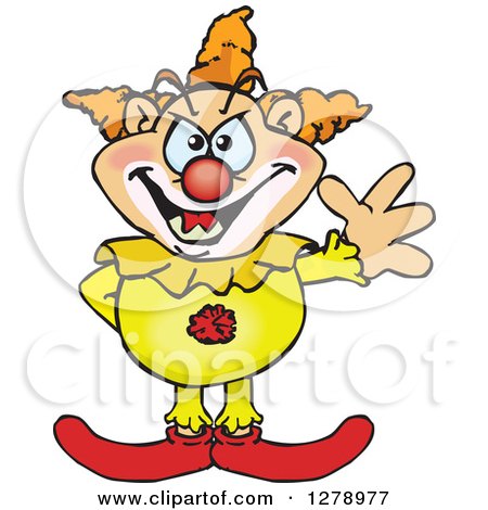 Clipart of a Creepy Clown Waving - Royalty Free Vector Illustration by Dennis Holmes Designs