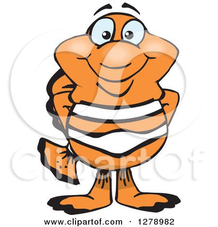 Clipart of a Happy Clownfish Standing - Royalty Free Vector Illustration by Dennis Holmes Designs