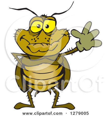Clipart of a Friendly Waving Cockroach - Royalty Free Vector Illustration by Dennis Holmes Designs