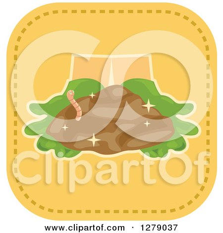 Clipart of Gloved Gardener's Hands Holding Soil or Fertilizer with an Earthworm - Royalty Free Vector Illustration by BNP Design Studio