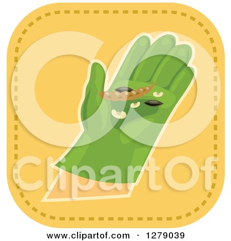 Clipart of a Gloved Gardener's Hand Holding Seeds - Royalty Free Vector Illustration by BNP Design Studio