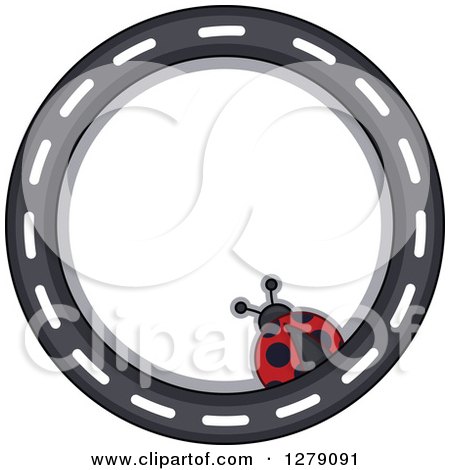 Clipart of a Ladybug Circular Label with a Road - Royalty Free Vector Illustration by BNP Design Studio