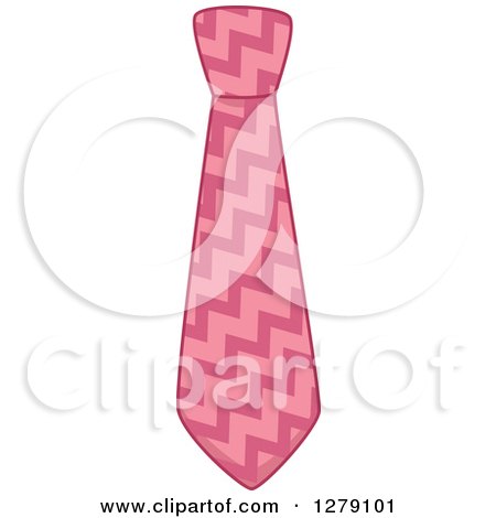 Clipart of a Pink Zig Zag Patterened Business Man Neck Tie - Royalty Free Vector Illustration by BNP Design Studio
